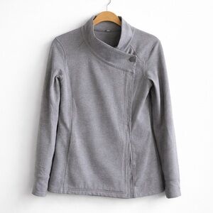Lululemon Coast Wrap Jacket Heathered Grey Scuba Fleece Size 8 Athleisure